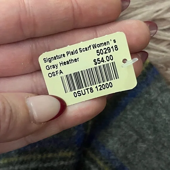 L.L. Bean Signature Plaid Scarf in Red, Gray, and Blue - Picture 5 of 5